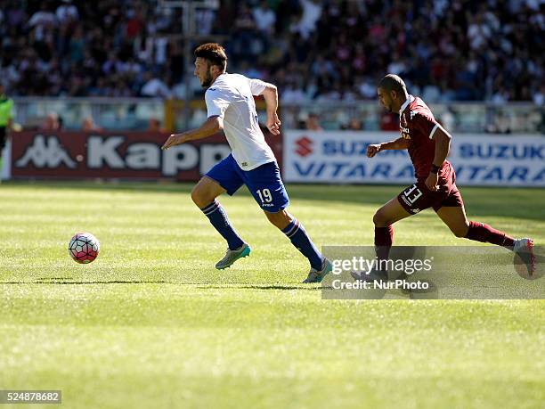 Vasco regini and bruno peres during the seria A match between torino fc and uc sampdoria at the olympic stadium of turin on septeber 20, 2015 in...