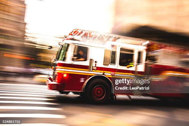 fire department truck in emergency - 911 new york stockfoto's en -beelden