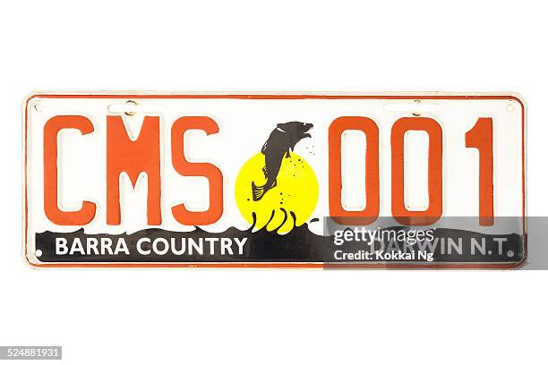 northern territory barra country number plate - giant perch stock pictures, royalty-free photos & images