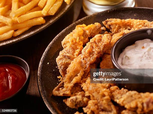 steak fingers with french fries - homemade french fries stock pictures, royalty-free photos & images