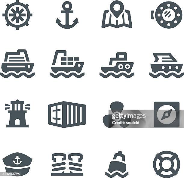 nautical icons - marina stock illustrations