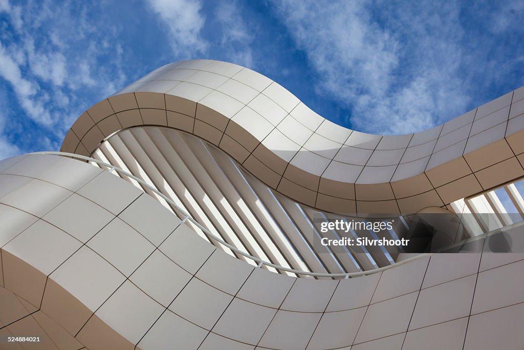 Architectural detail of the Getty Museum in Los Angeles