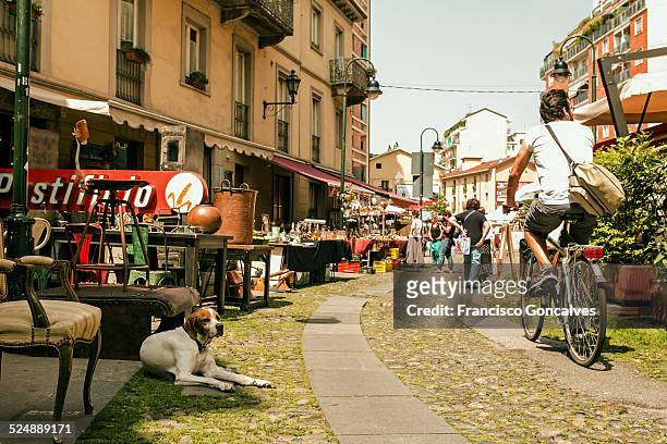 scene of the balon flea market in turin - turin stock pictures, royalty-free photos & images