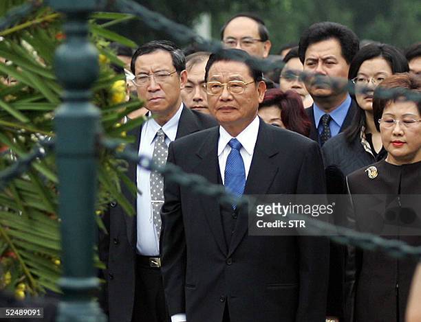 Taiwanese Kuomintang delegates led by vice chairman P.K Chiang pay homage to martyrs who died overthrowing China's last imperial dynasty and founding...