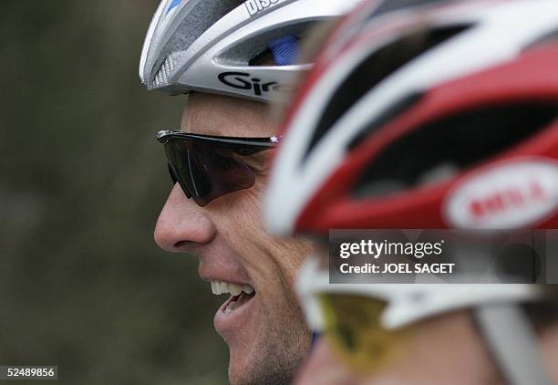 Lance Amstrong rides while taking part in one-day Paris-Camembert cycling race, 29 March 2005. The Discovery Channel rider returns to the 200km race...