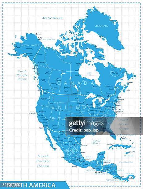 stockillustraties, clipart, cartoons en iconen met north america map - illustration - noord zuid amerika