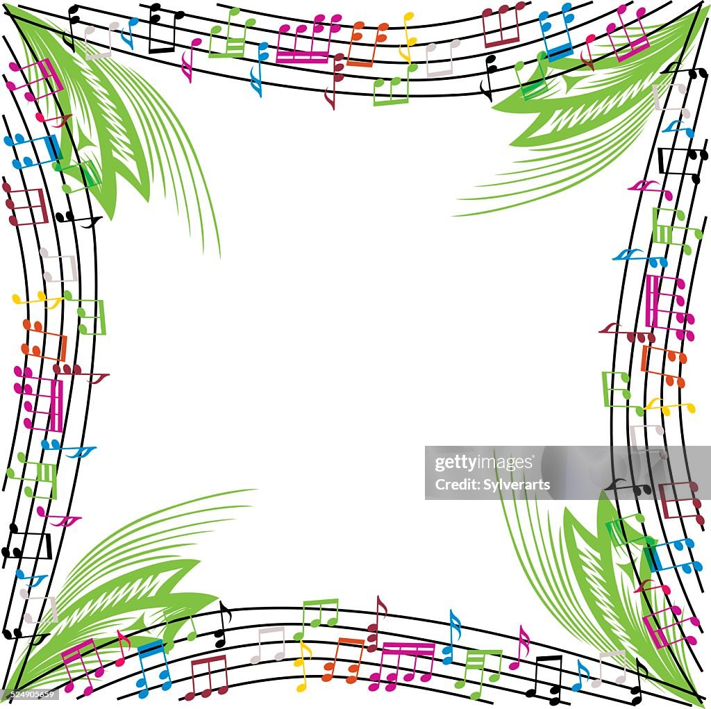 Music Notes Composition Musical Theme Background Vector High-Res Vector ...