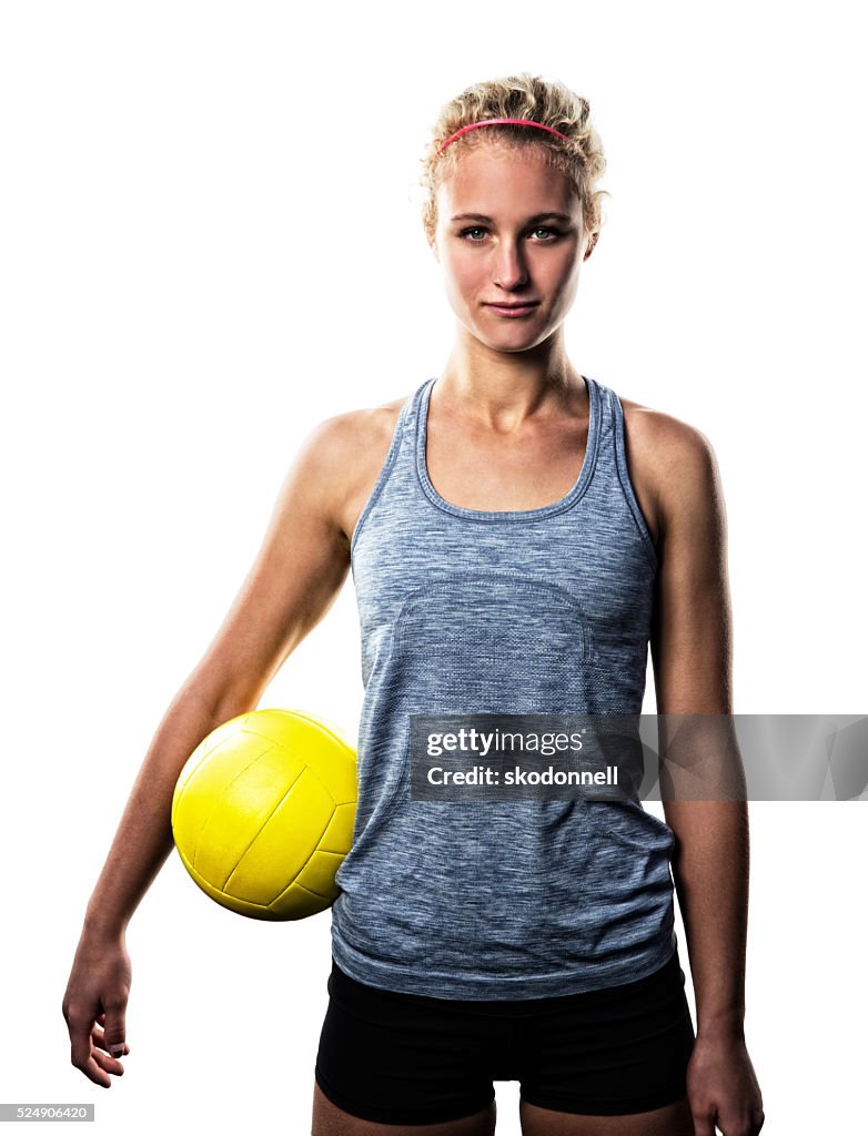 Beach Volleyball Girl Isolated on White