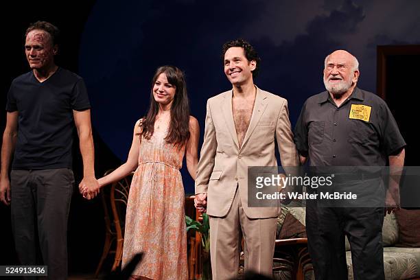 Michael Shannon, Kate Arrington, Paul Rudd and Ed Asner during the Opening Night Performance Curtain Call for 'Grace' at the Cort Theatre in New York...