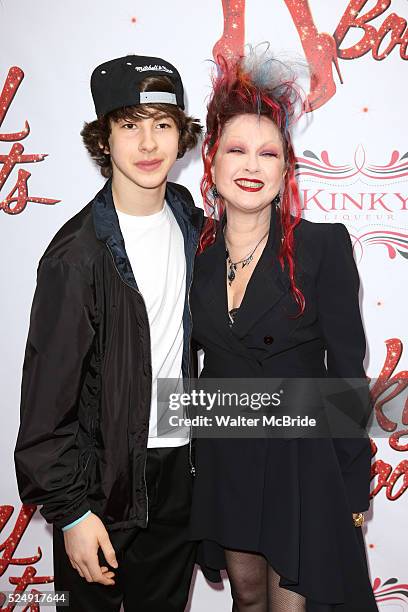 Declyn Wallace Thornton & Cyndi Lauper attending the Broadway Opening Night Performance for 'Kinky Boots' at the Al Hirschfeld Theatre in New York...