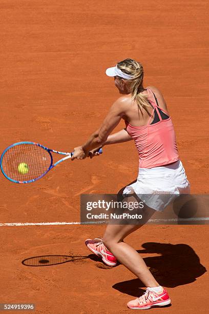 Maria Sharapova of Russia plays a against Mariana Duque-Marino of Colombia in their second round match during day four of the Mutua Madrid Open...
