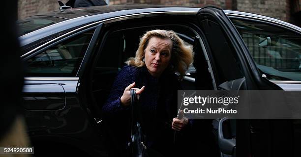 Jet Bussemaker, minister of education arrives at the Ministry of General Affairs on December 5, 2014 in The Hague, Netherlands. Every week on friday...