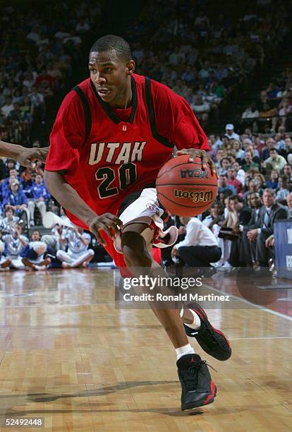 Bryant Markson of the Utah Utes drives with the ball against the Kentucky Wildcats during the 2005 NCAA division 1 men's basketball championship...