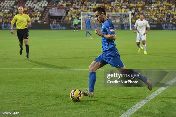 Hidetoshi Nakata in action during the Global Legends Series opening match at SCG stadium in Nonthaburi, Thailand on December 5, 2014.