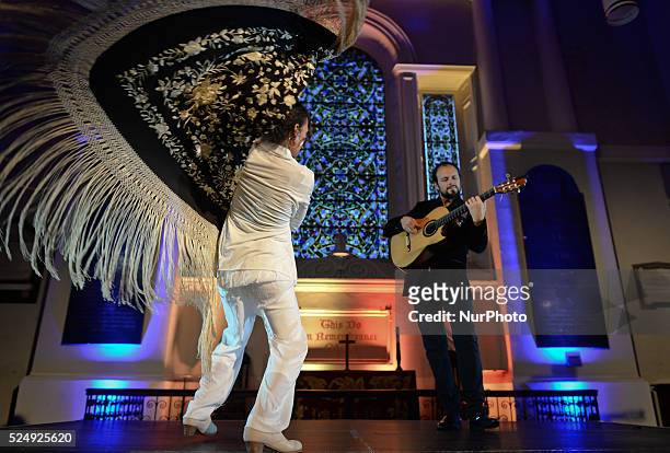 Dancer Juana Calzadilla and musician Cano during a rehearsal of 'Flamenco en Blanco y Negro', at the 2014 Dublin Flamenco Festival, St Michan's...