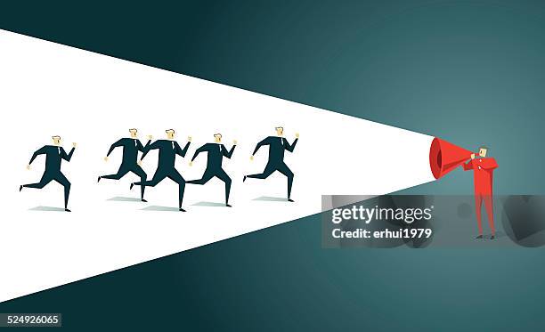 recruitment,megaphone, the way forward,using voice, pep talk - shouting in class stock illustrations