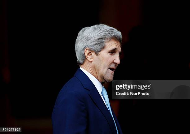 The US Secretary of State John Kerry during his visit to Spain at Moncloa Palace in Madrid on October 19, 2015. Kerry, on an European tour, already...