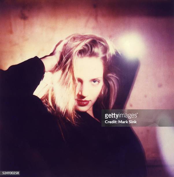 Polaroid famous face series, Actress Uma Thurman posed for Polaroid at the night club MK. 1988