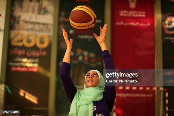 Palestinian girls basketball training exercise in Gaza City as part of an initiative to empower young girls. In Gaza City on September 7 aged between...