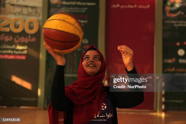 Palestinian girls basketball training exercise in Gaza City as part of an initiative to empower young girls. In Gaza City on September 7 aged between...