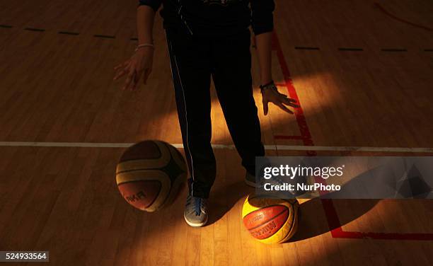 Palestinian girls basketball training exercise in Gaza City as part of an initiative to empower young girls. In Gaza City on September 7 aged between...