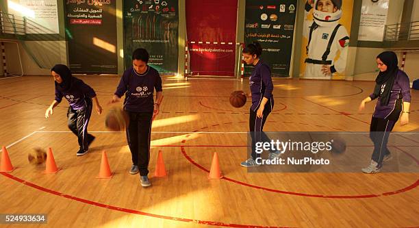 Palestinian girls basketball training exercise in Gaza City as part of an initiative to empower young girls. In Gaza City on September 7 aged between...