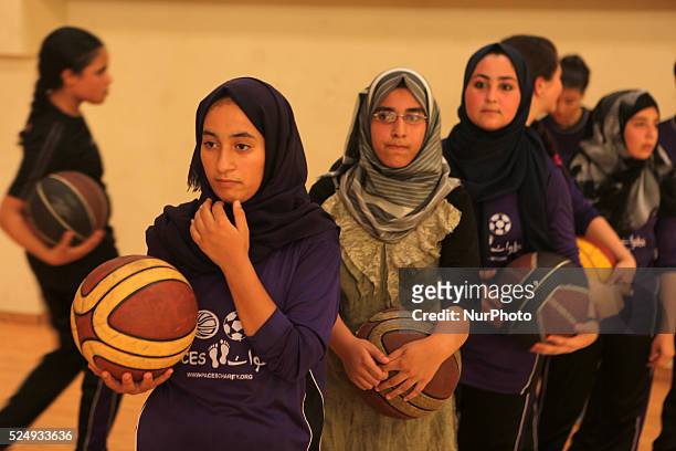 Palestinian girls basketball training exercise in Gaza City as part of an initiative to empower young girls. In Gaza City on September 7 aged between...