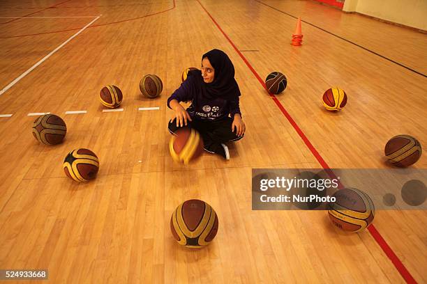 Palestinian girls basketball training exercise in Gaza City as part of an initiative to empower young girls. In Gaza City on September 7 aged between...