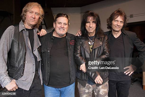 Neal Smith, Michael Bruce, Alice Cooper and Dennis Dunaway. The remaining original members of the Alice Cooper Group, after a rehearsal for their...