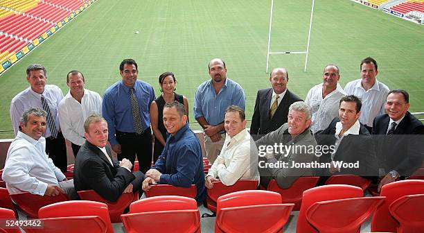 Queensland State of Origin Legends pose for a group portrait as part of the ARL Representative Season Launch at Suncorp Stadium on March 30, 2005 in...