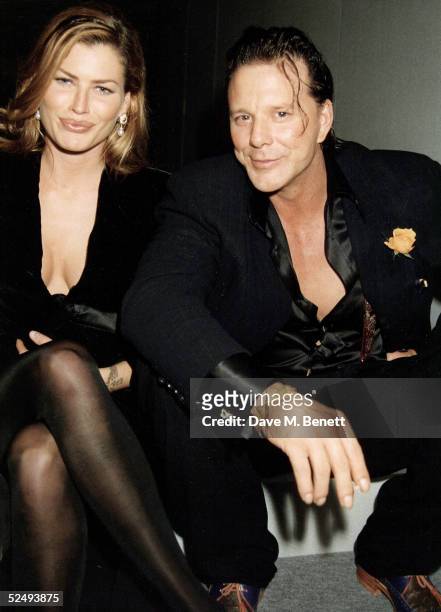 Actor Mickey Rourke and actress Carrie Otis attend the Pirelli Calendar launch party at Spencer House on November 14, 1995 in London, England.