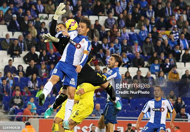 November-: Asenjo and Segio Garcia in the game between RCD Espanyol and Villarreal, of the week 11 of the spanish Liga BBVA, disputed in the the...