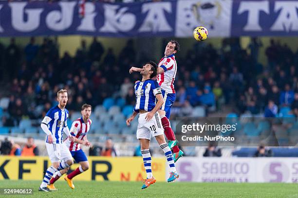 Godin in the match between Real Sociedad and Atletico Madrid, for Week 11 of the spanish Liga BBVA played at the Anoeta stadium, November 9, 2014....