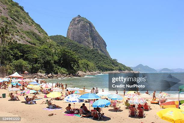 Rio de Janeiro, Brazil, 07 January, 2016: Stain of pollution and garbage is seen floating on the coast of the city of Rio de Janeiro. The pollution...