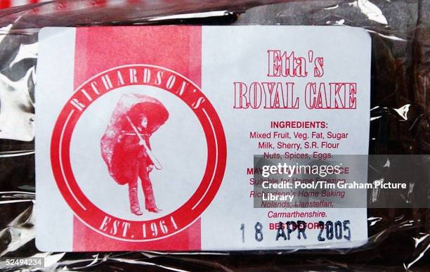 The label on Etta Richardson's Royal Cake which will be the same type of cake that is going to be baked for the upcoming wedding of Prince Charles...