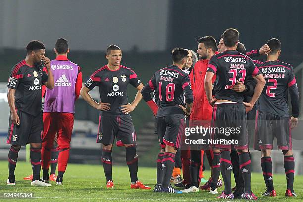 Benfica's team in final game after loose during the Premier League 2014/15 match between Rio Ave FC and SL Benfica, at Rio Ave Stadium in Vila do...