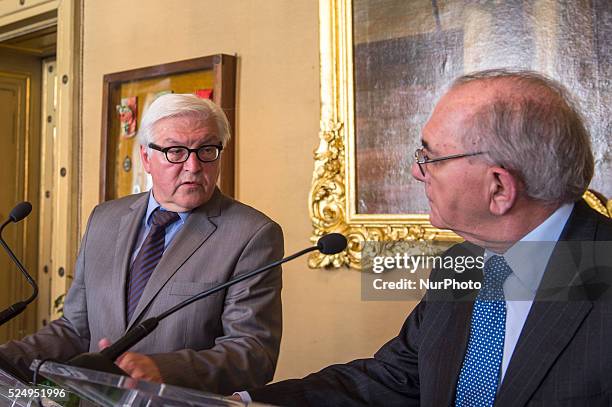The Minister of State and Foreign Affairs, Rui Machete, receives the Minister of Foreign Affairs of the Federal Republic of Germany, Frank-Walter...