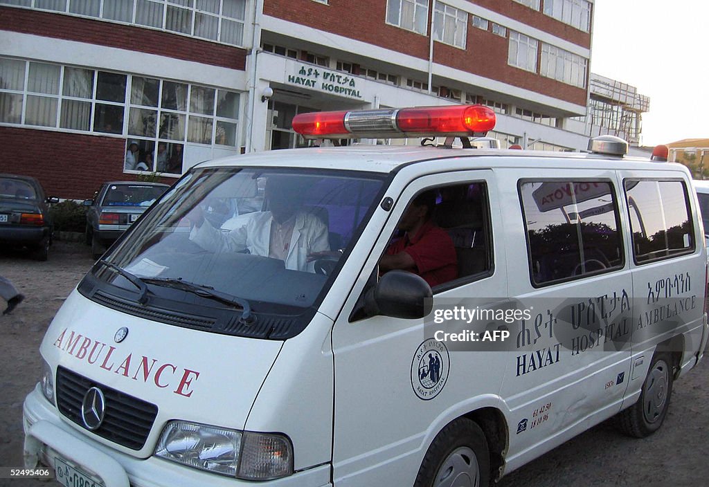 An ambulance leaves 30 March 2005 the Hy