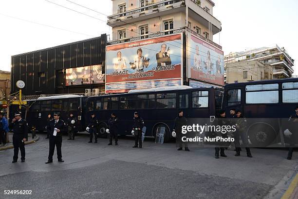 Supporters of the ultra nationalist Golden Dawn party demonstrate supporting the exile of illegal immigrants on World Day against Racism and Fascism...