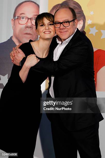 Actors Carlo Verdone and Paola Cortellesi attends "'Sotto una Buona Stella" photocall in Rome - Savoy Cinema