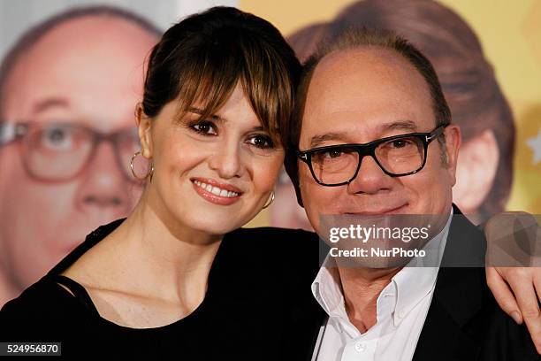 Actors Carlo Verdone and Paola Cortellesi attends "'Sotto una Buona Stella" photocall in Rome - Savoy Cinema