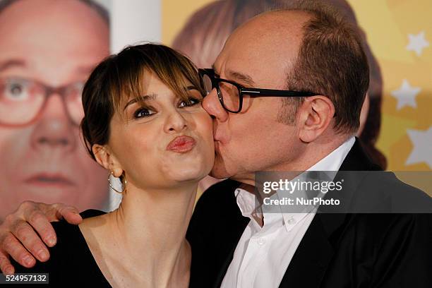 Actors Carlo Verdone and Paola Cortellesi attends "'Sotto una Buona Stella" photocall in Rome - Savoy Cinema