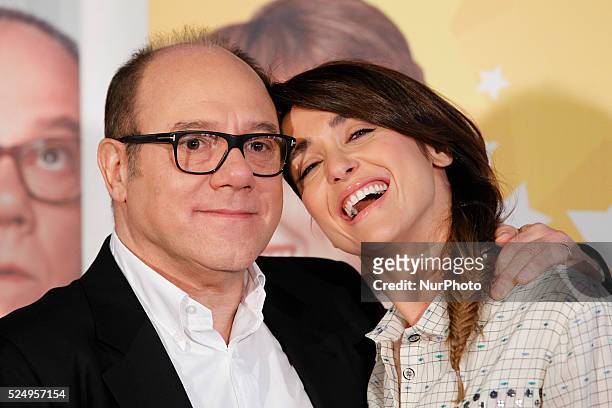 Actors Carlo Verdone and Eleonora Sergio attends "'Sotto una Buona Stella" photocall in Rome - Savoy Cinema