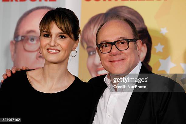 Actors Carlo Verdone and Paola Cortellesi attends "'Sotto una Buona Stella" photocall in Rome - Savoy Cinema