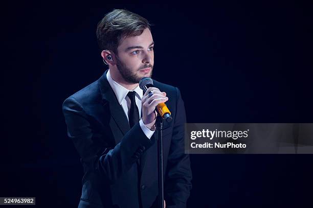 Lorenzo Fragola during the 66th Sanremo Music Festival on February 9, 2016.