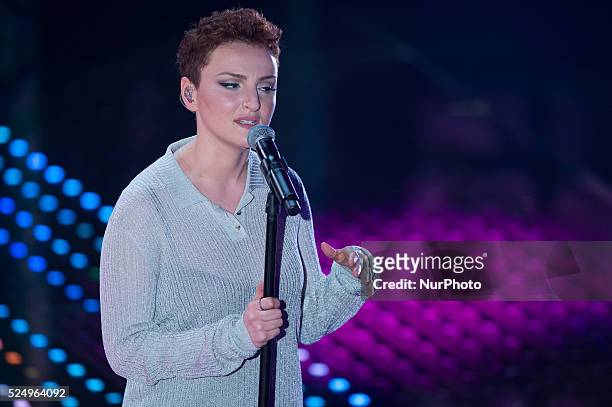 Arisa during the 66th Sanremo Music Festival on February 9, 2016.