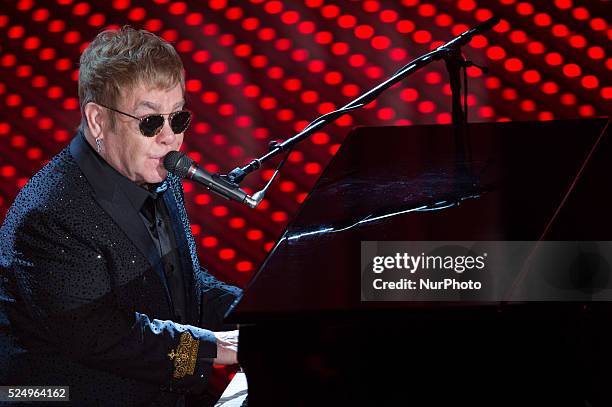 Elton John during the 66th Sanremo Music Festival on February 9, 2016.