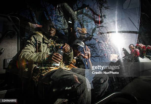 Asylum seekers who have been refused permits to stay in The Netherlands protested for the second day in a row in the Dutch capital on April 17, 2015....