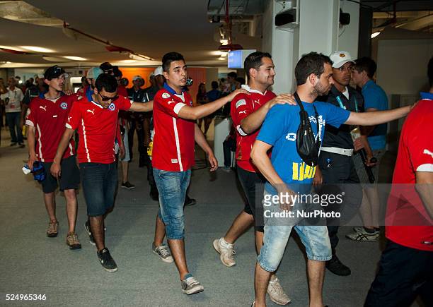 June: Chilean fans arrested after smashing the press room at the Maracana Stadium. Photo: Urbanandsport /Nurphoto --