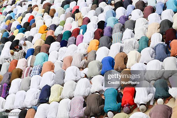 Muslims celebrating Eid al-Fitr which marks the end of the month of Ramadan, Eid al-Fitr is the end of Ramazan and the first day of the month of...